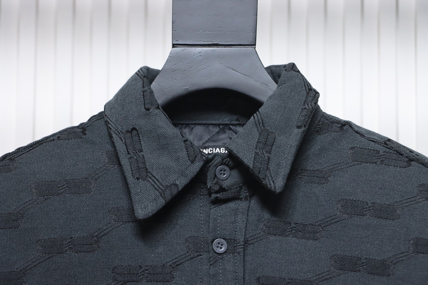 Balenciaga All-Over Print Button-Down Jacquard Cotton Shirt Black