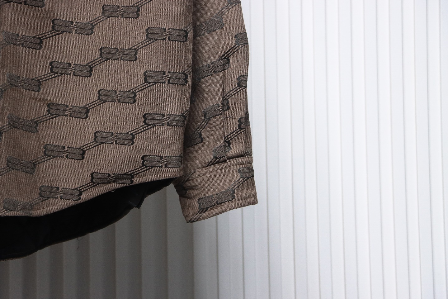 Balenciaga All-Over Print Button-Down Jacquard Cotton Shirt Brown