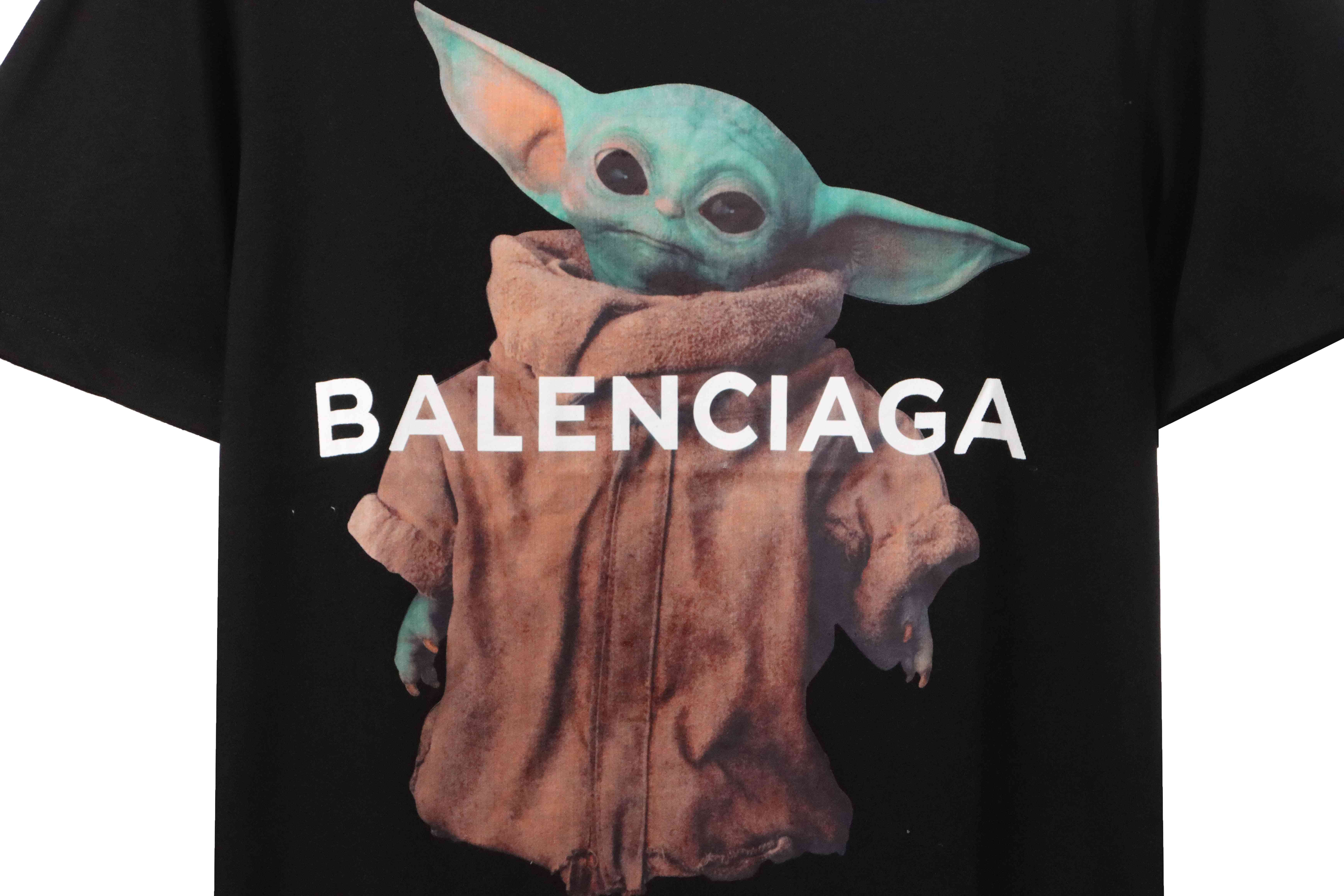 Balenciaga Baby Yoda Printed Short Sleeve Black