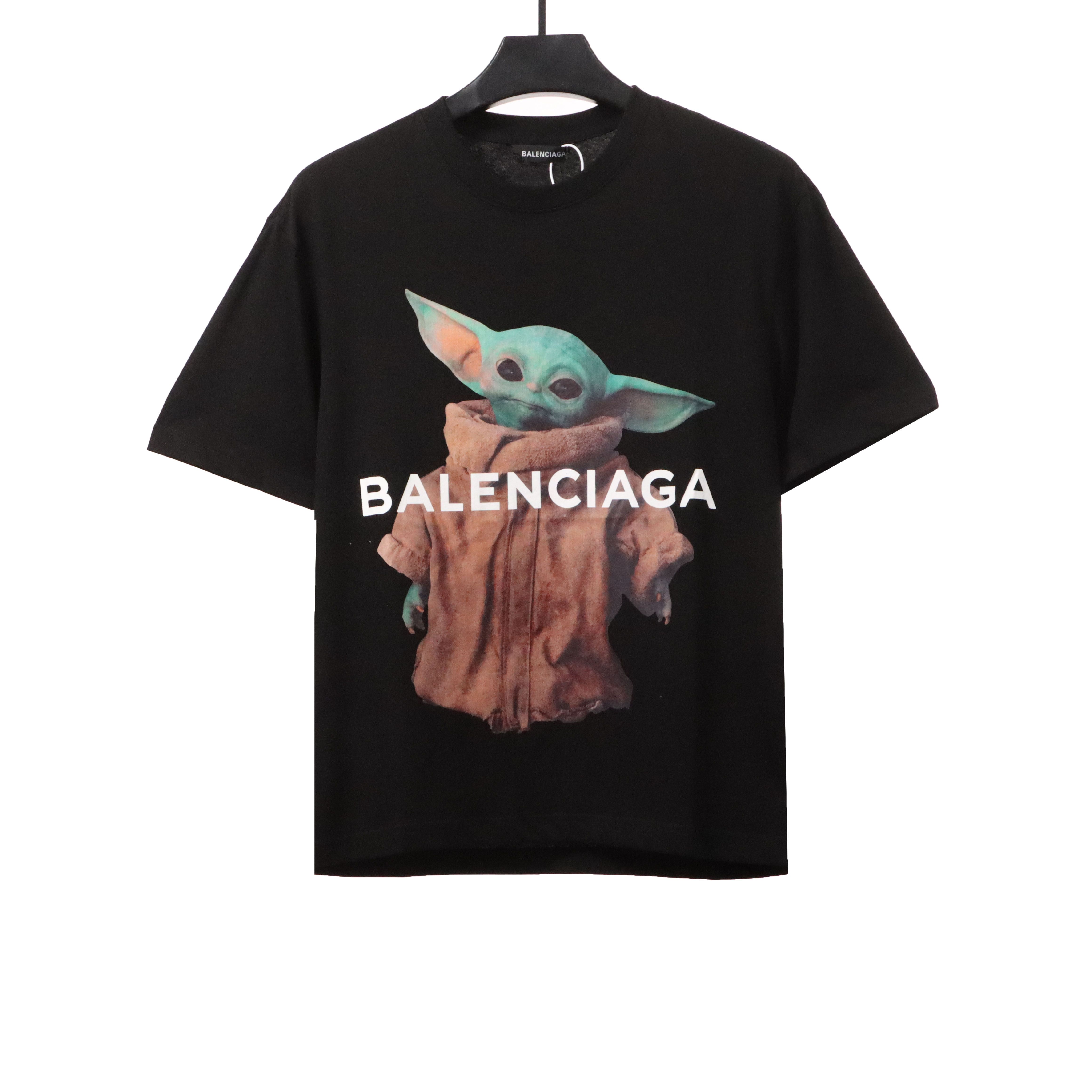 Balenciaga Baby Yoda Printed Short Sleeve Black