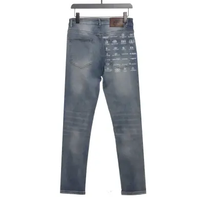 Balenciaga Back Pocket Logo Print Denim Trousers 02