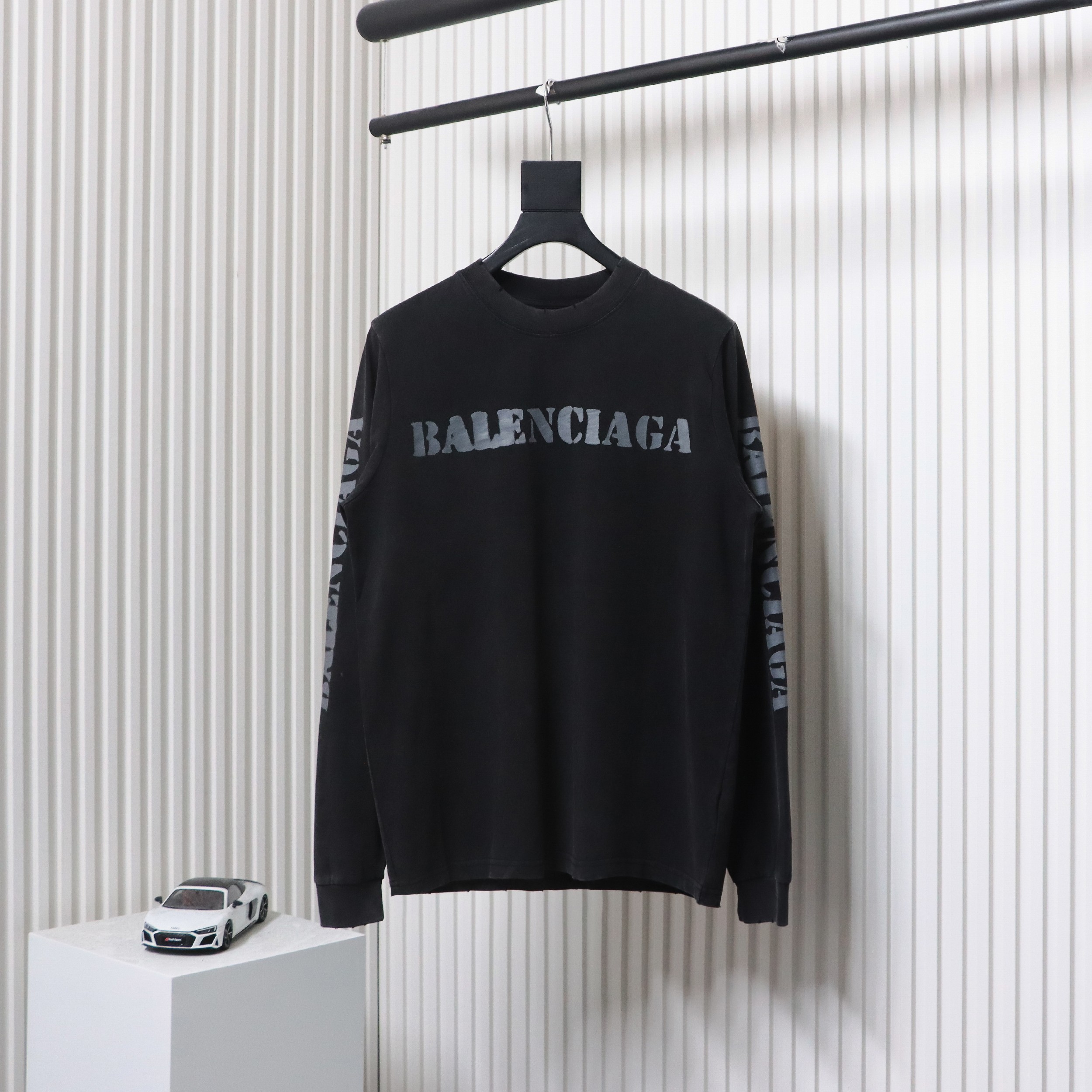 Balenciaga Blurred Front And Back Logo Long Sleeves