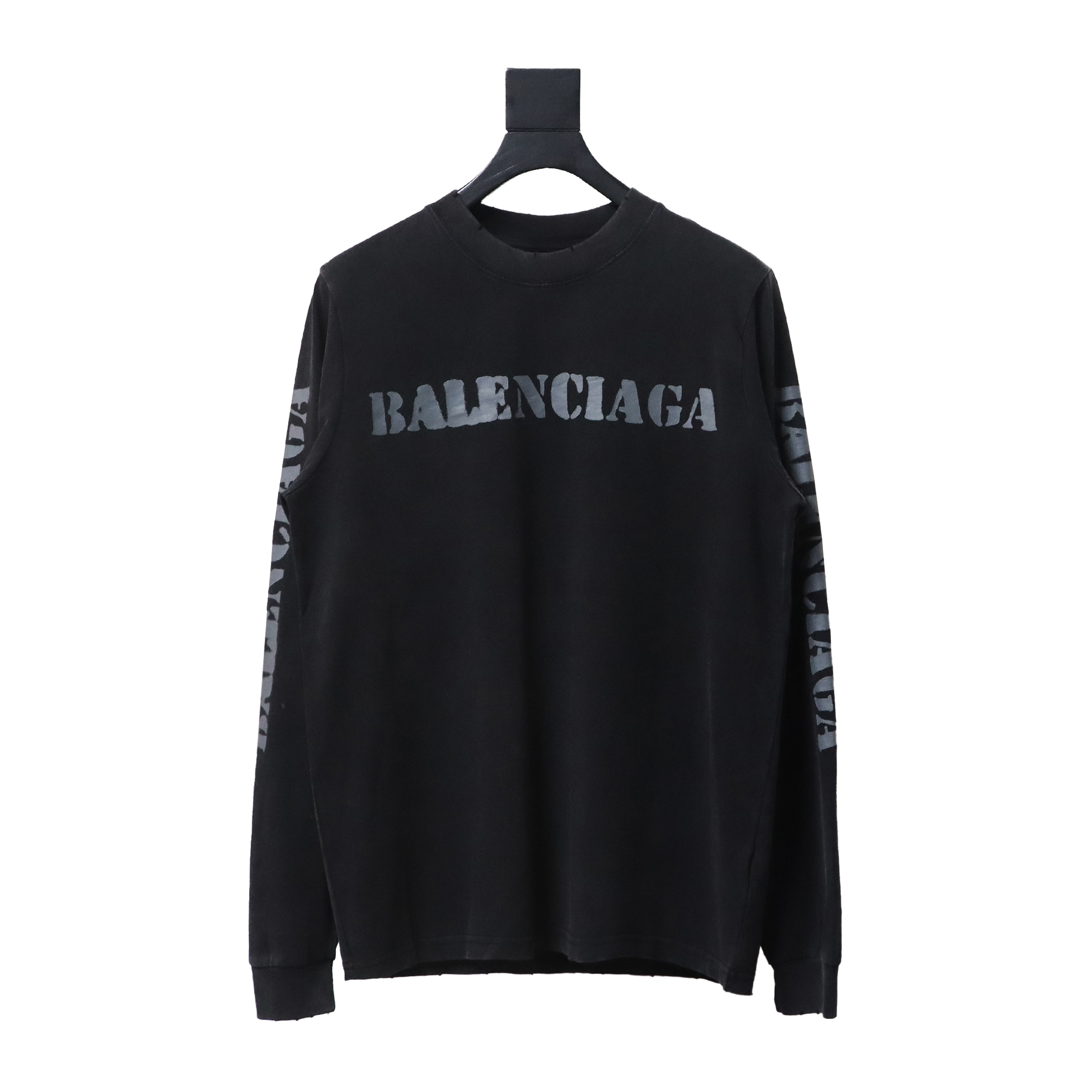 Balenciaga Blurred Front And Back Logo Long Sleeves