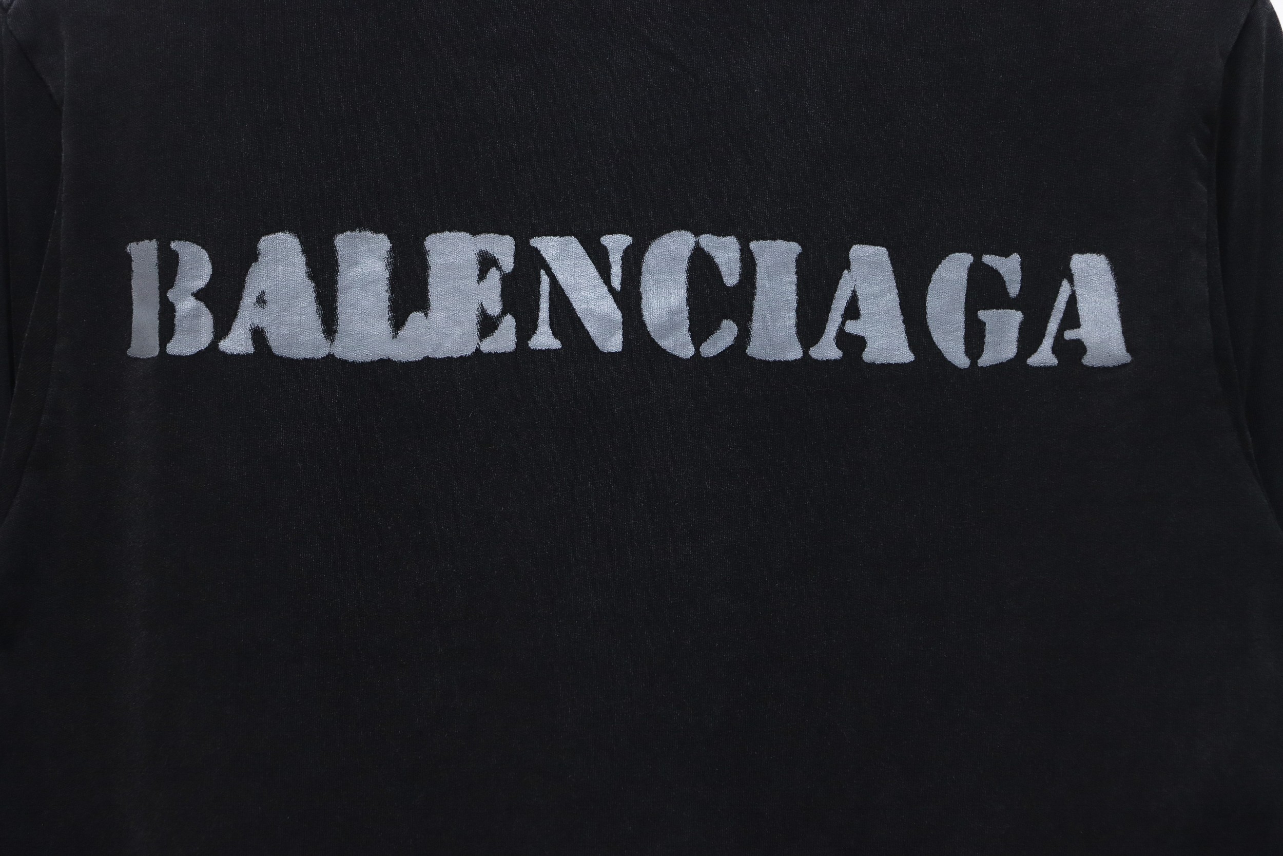 Balenciaga Blurred Front And Back Logo Long Sleeves