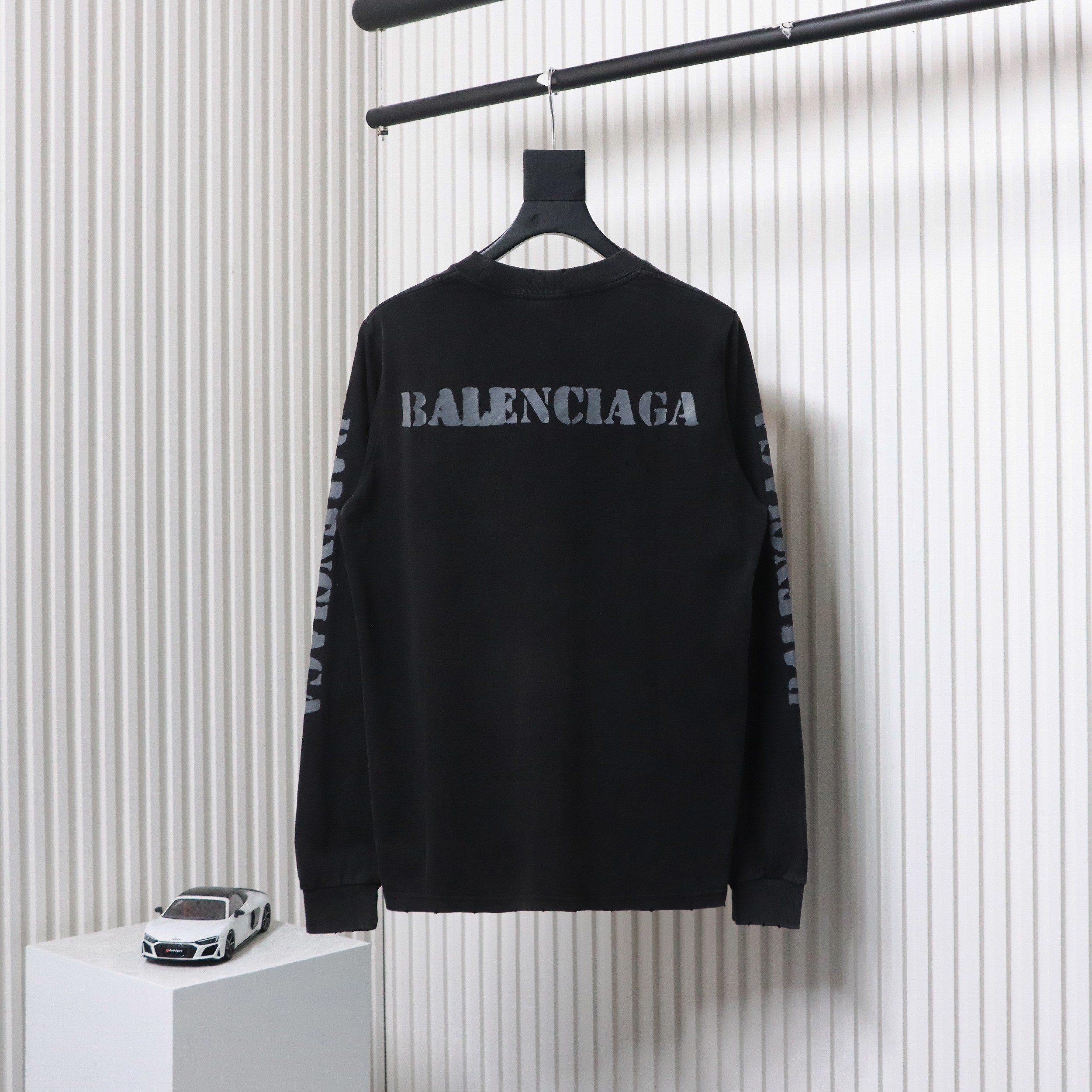 Balenciaga Blurred Front And Back Logo Long Sleeves