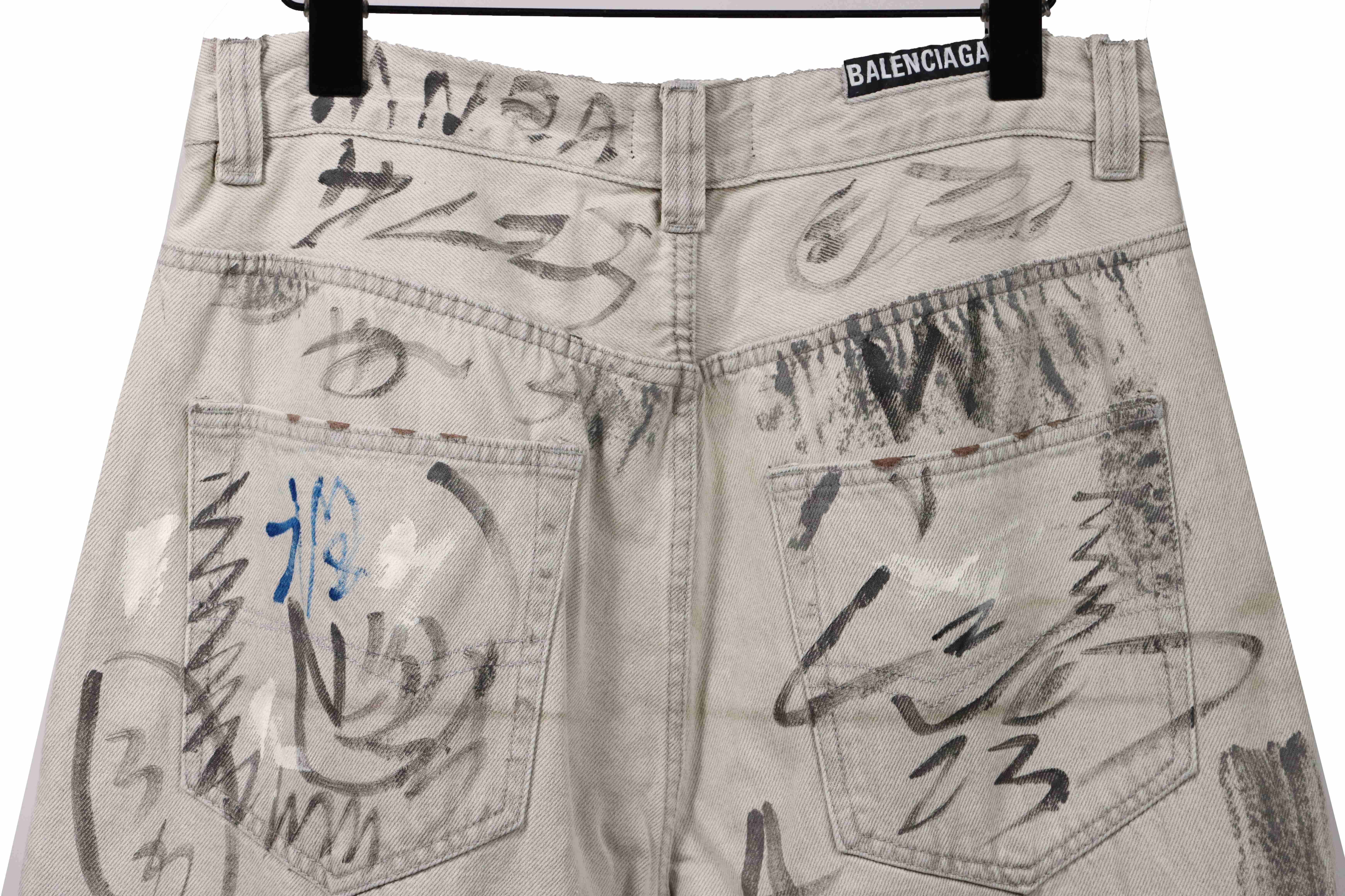 Balenciaga Catwalk Graffiti Denim Trousers