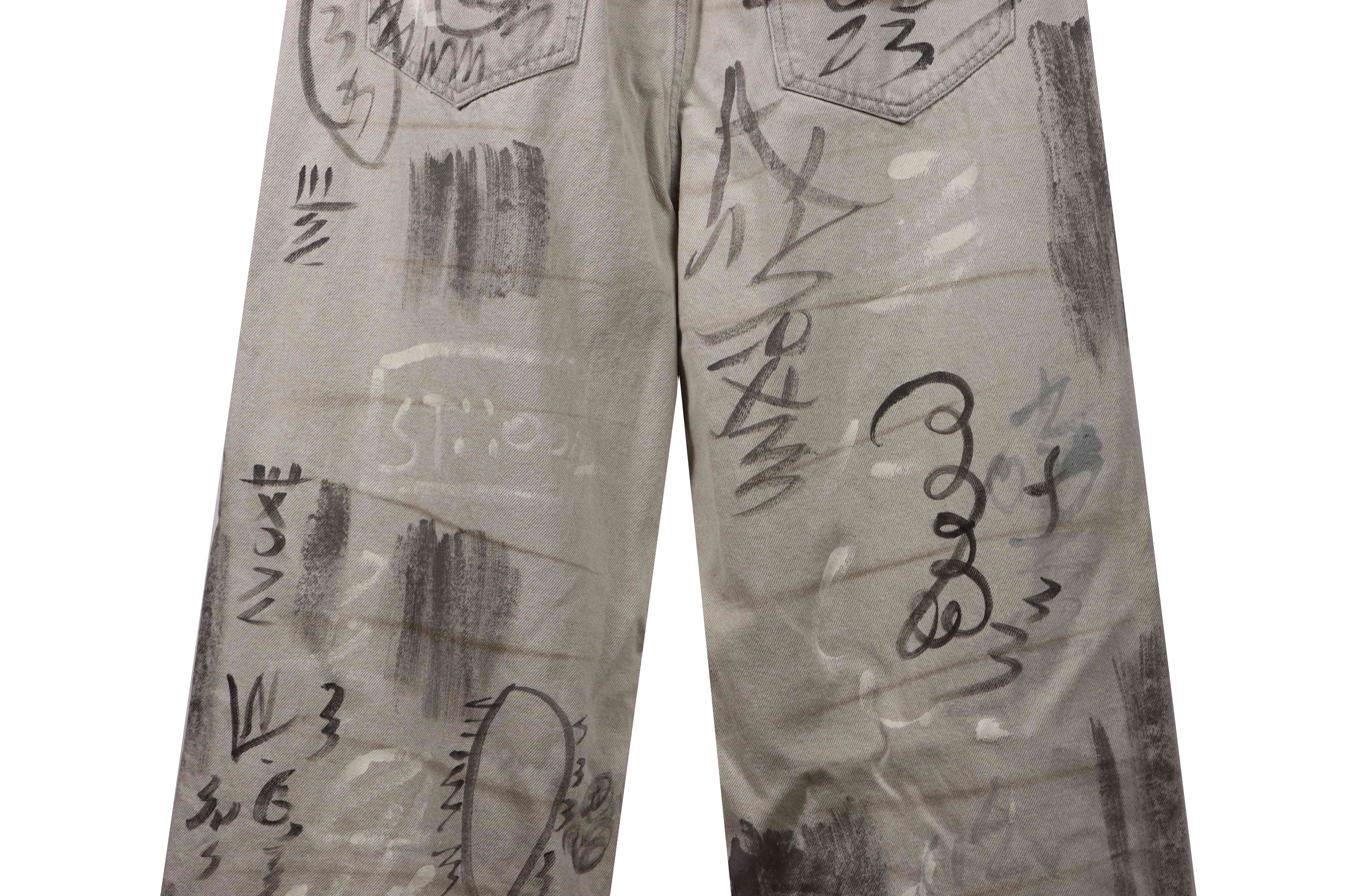 Balenciaga Catwalk Graffiti Denim Trousers