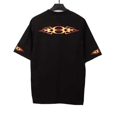 Balenciaga Distressed Flame Double Ring Short Sleeves Black 02