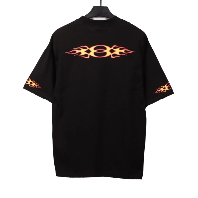Balenciaga Distressed Flame Double Ring Short Sleeves Black 02