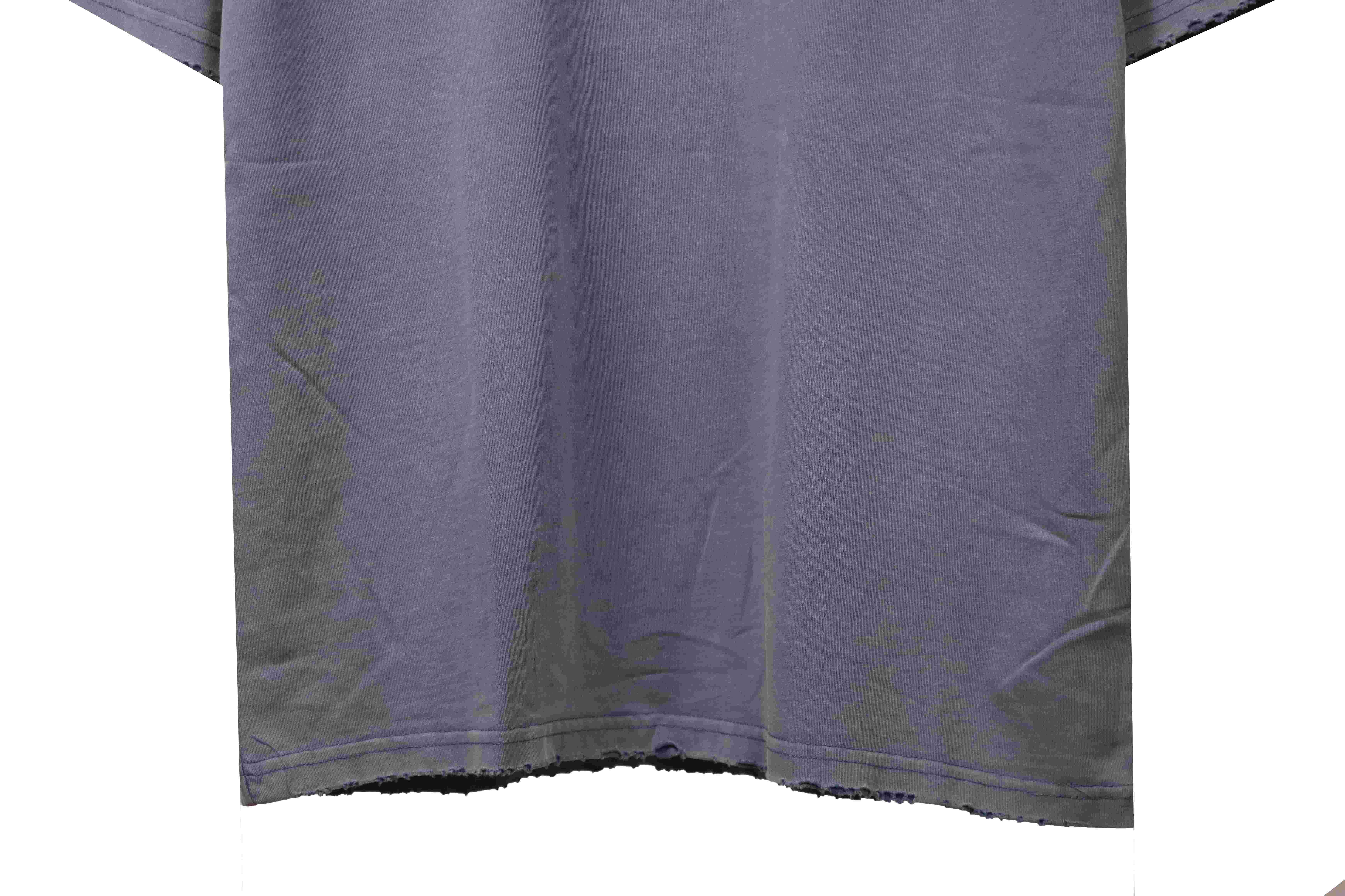 Balenciaga Distressed Flame Double Ring Short Sleeves Blue