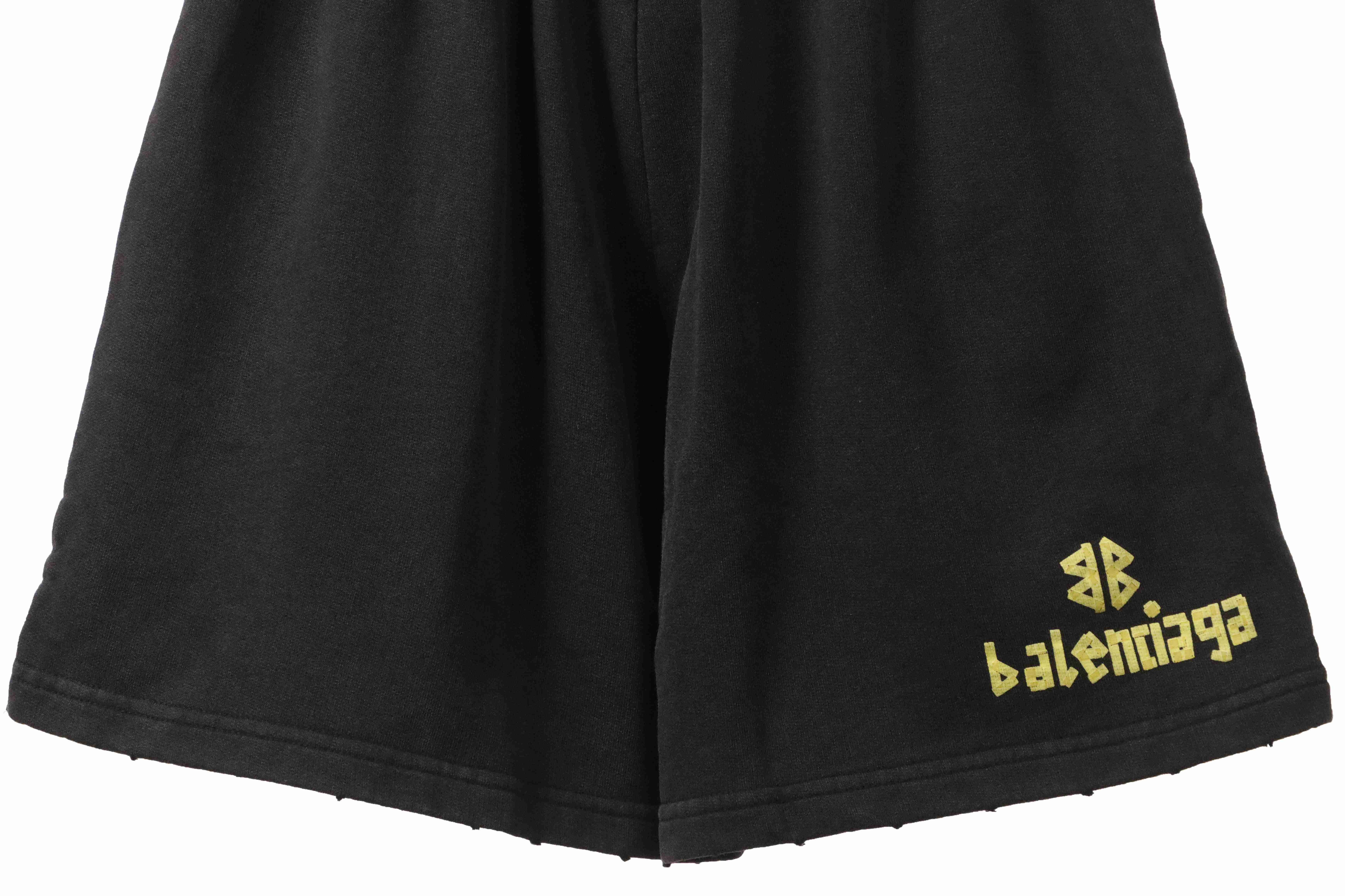 Balenciaga Distressed Ripped Tape Shorts Black