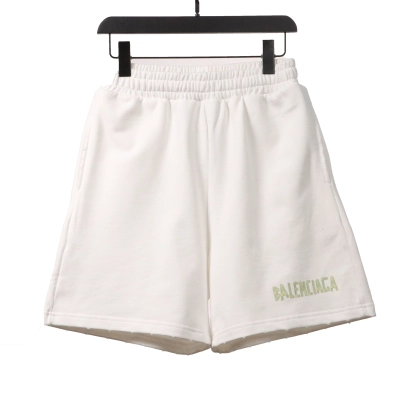 Balenciaga Distressed Ripped Tape Shorts White 01