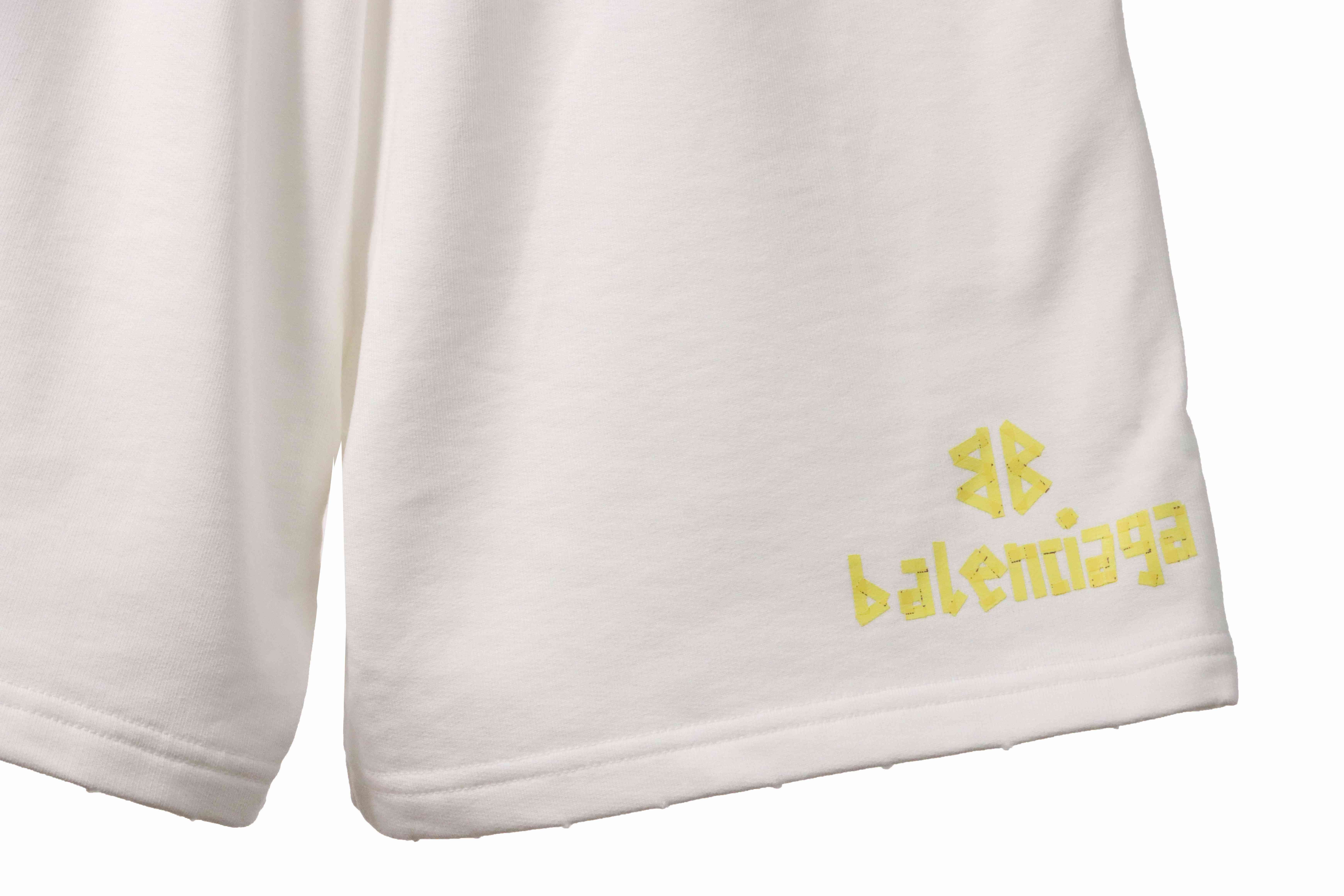 Balenciaga Distressed Ripped Tape Shorts White