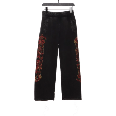 Balenciaga Distressed Sanskrit Mud-Dyed Flame Trousers 01
