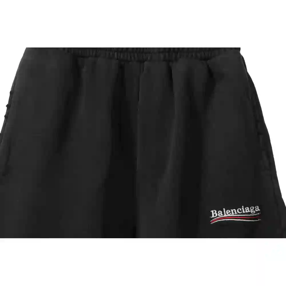 Balenciaga Distressed Washed Cola Embroidered Shorts