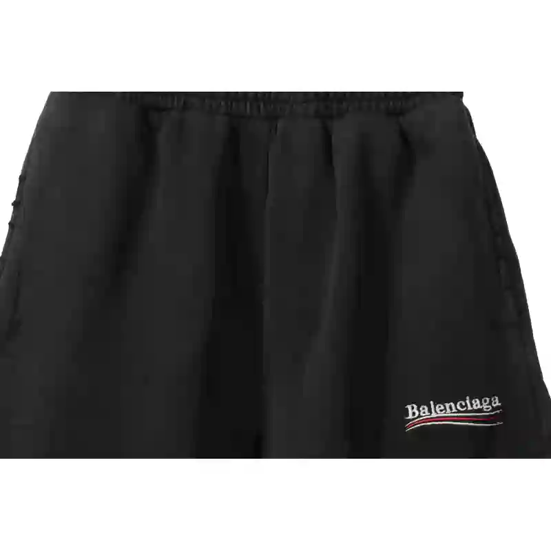 Balenciaga Distressed Washed Cola Embroidered Shorts