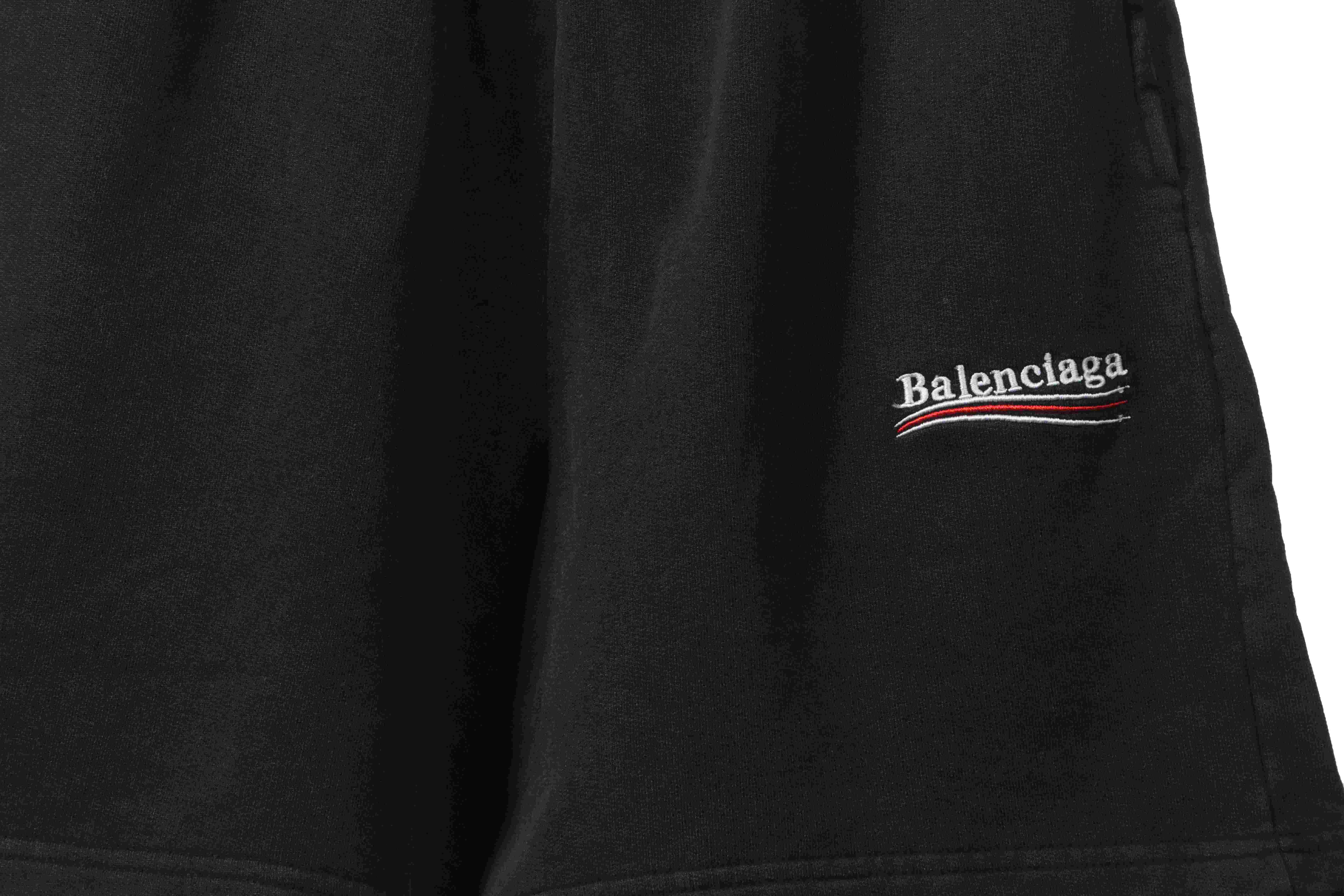 Balenciaga Distressed Washed Cola Embroidered Shorts