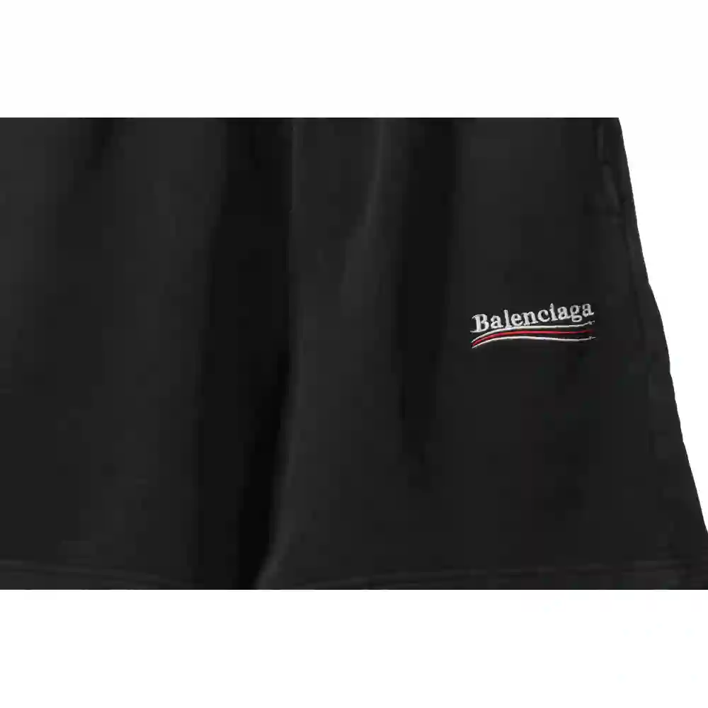 Balenciaga Distressed Washed Cola Embroidered Shorts