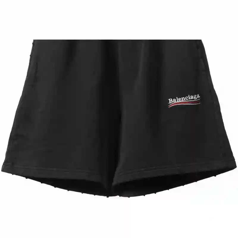 Balenciaga Distressed Washed Cola Embroidered Shorts