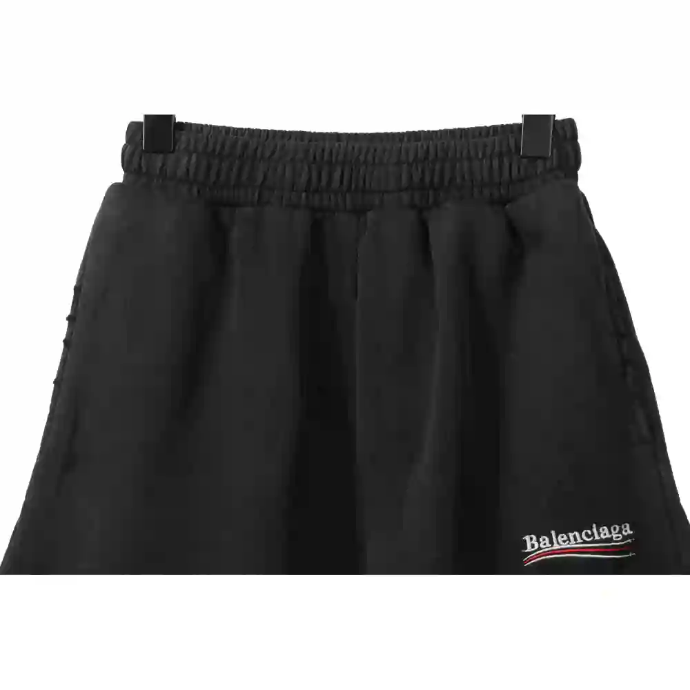 Balenciaga Distressed Washed Cola Embroidered Shorts