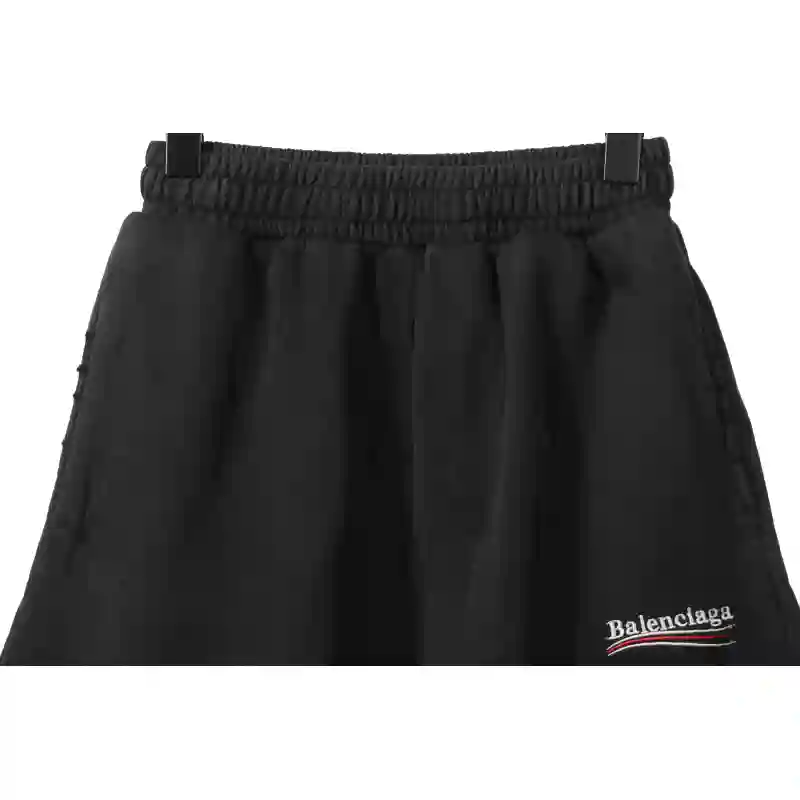 Balenciaga Distressed Washed Cola Embroidered Shorts