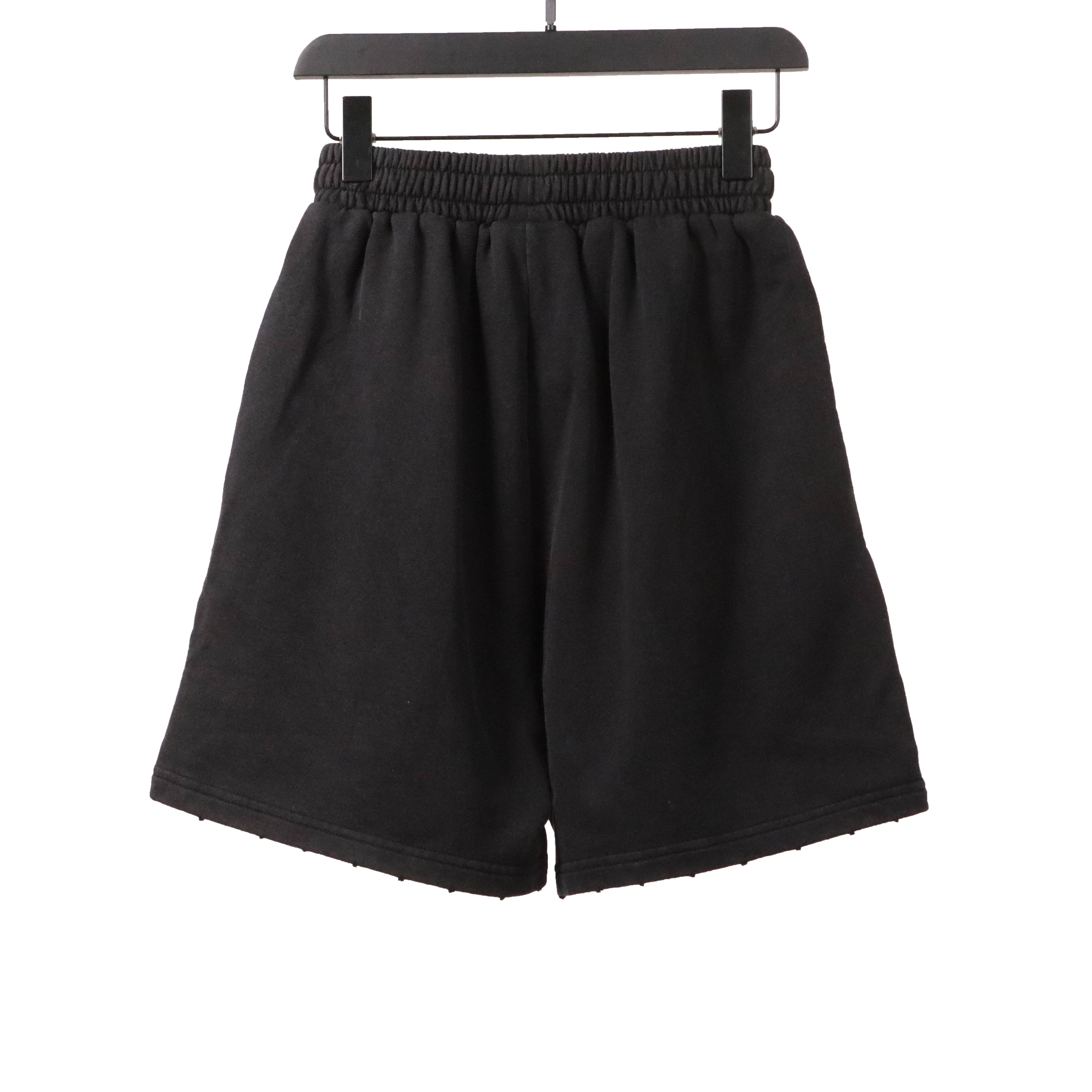 Balenciaga Distressed Washed Cola Embroidered Shorts