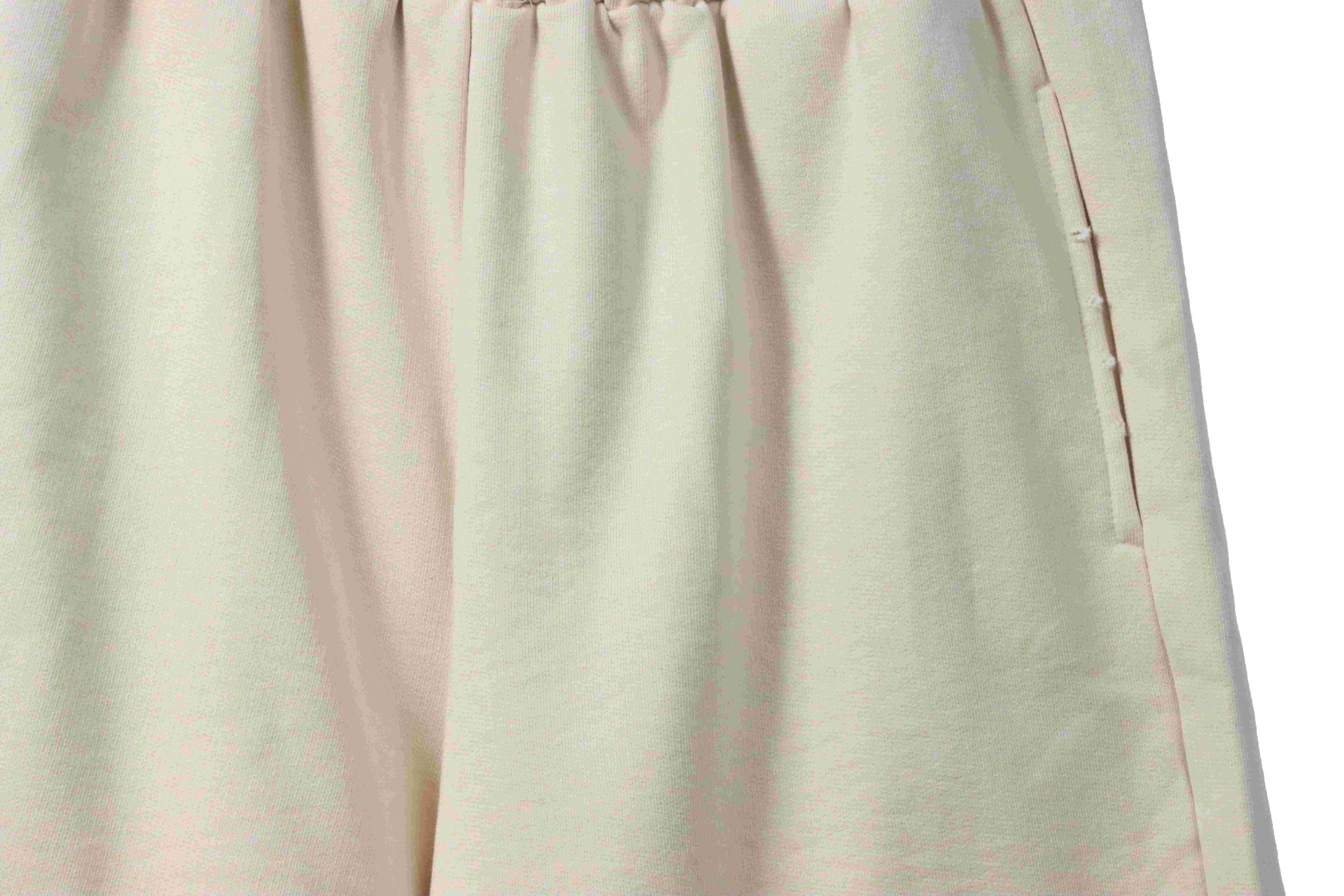 Balenciaga Distressed Washed Hole Lock Embroidered Shorts Beige