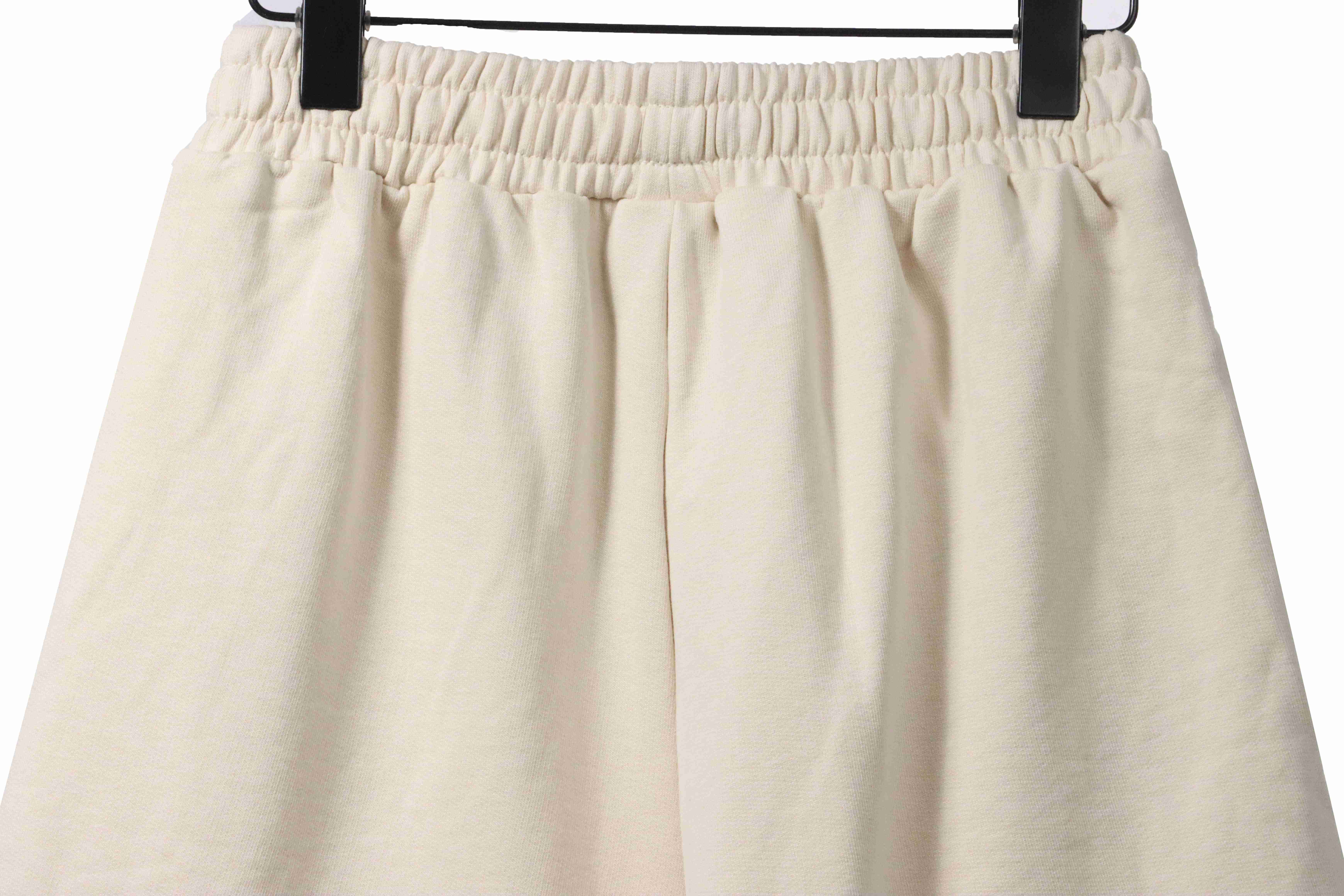 Balenciaga Distressed Washed Hole Lock Embroidered Shorts Beige