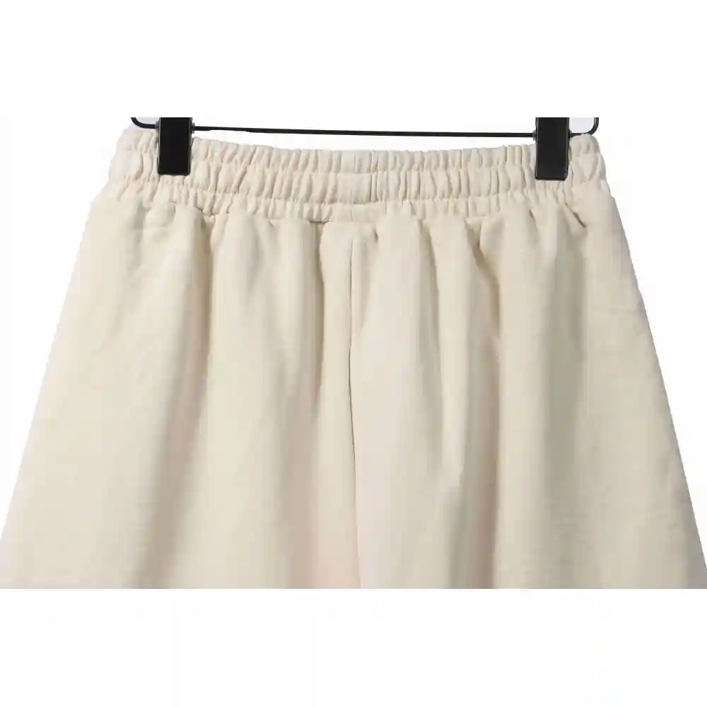 Balenciaga Distressed Washed Hole Lock Embroidered Shorts Beige