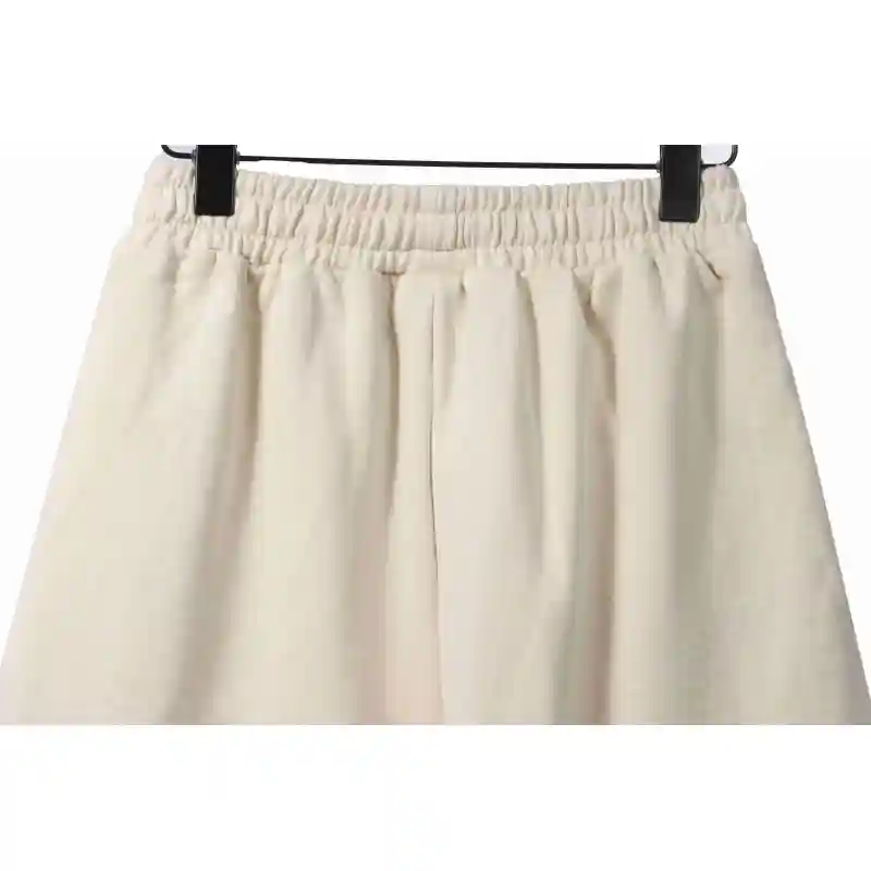Balenciaga Distressed Washed Hole Lock Embroidered Shorts Beige