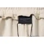 Balenciaga Distressed Washed Hole Lock Embroidered Shorts Beige
