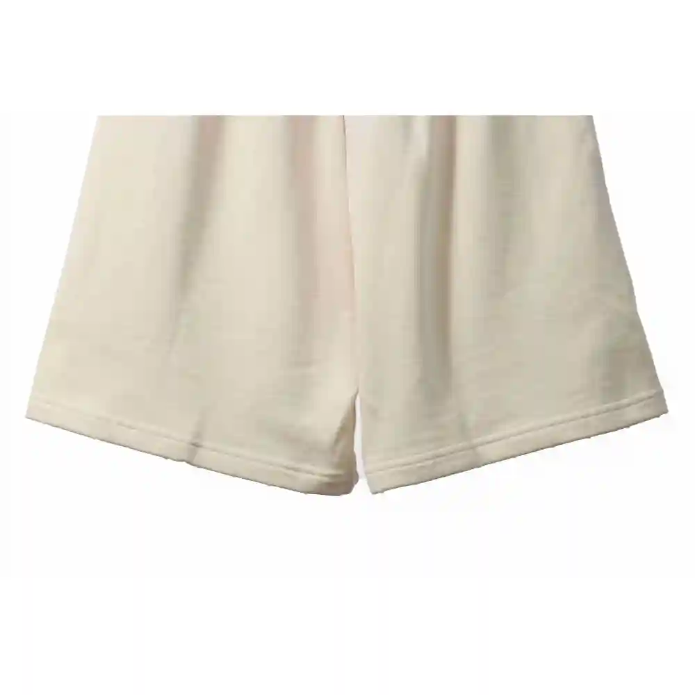 Balenciaga Distressed Washed Hole Lock Embroidered Shorts Beige
