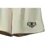 Balenciaga Distressed Washed Hole Lock Embroidered Shorts Beige