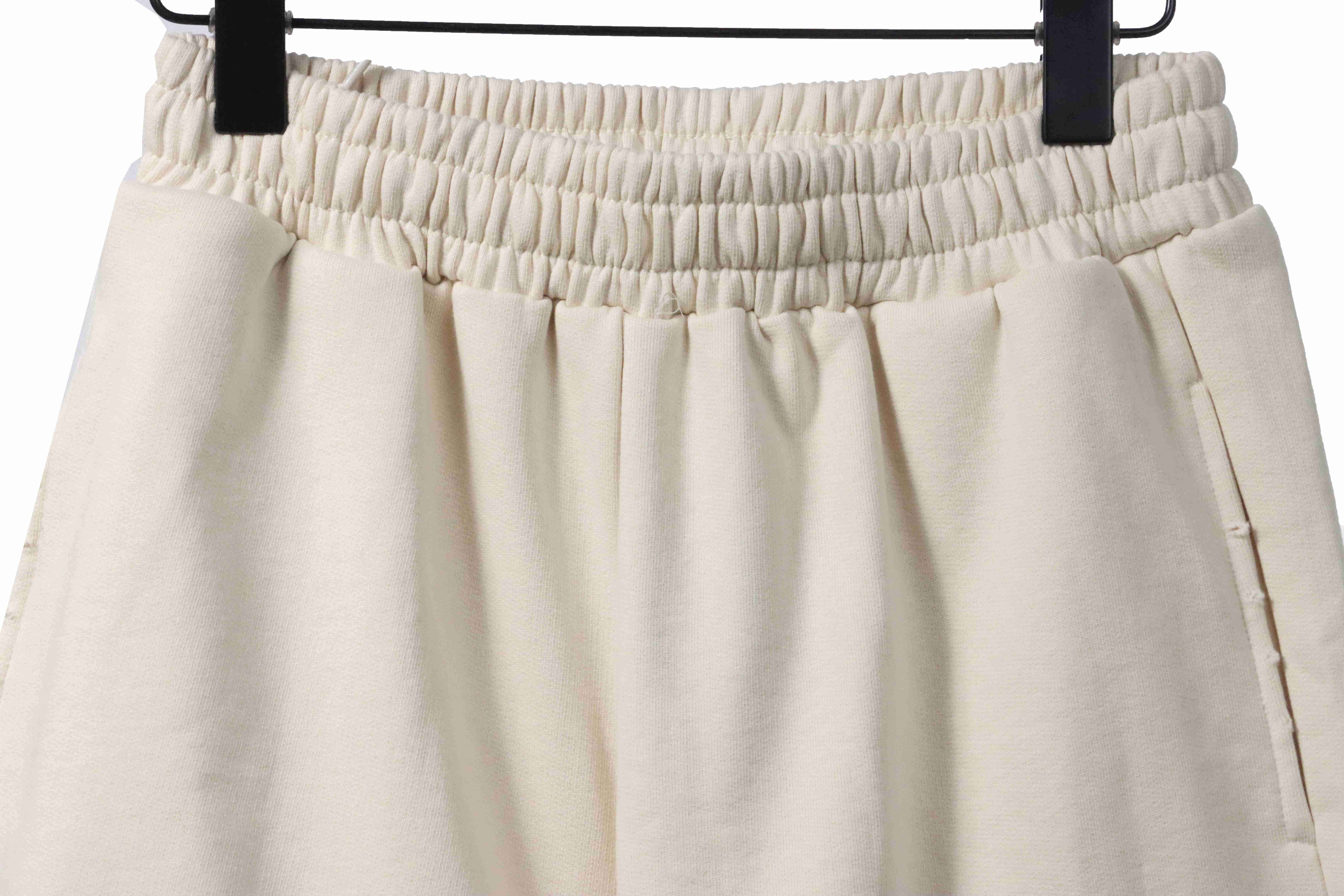 Balenciaga Distressed Washed Hole Lock Embroidered Shorts Beige