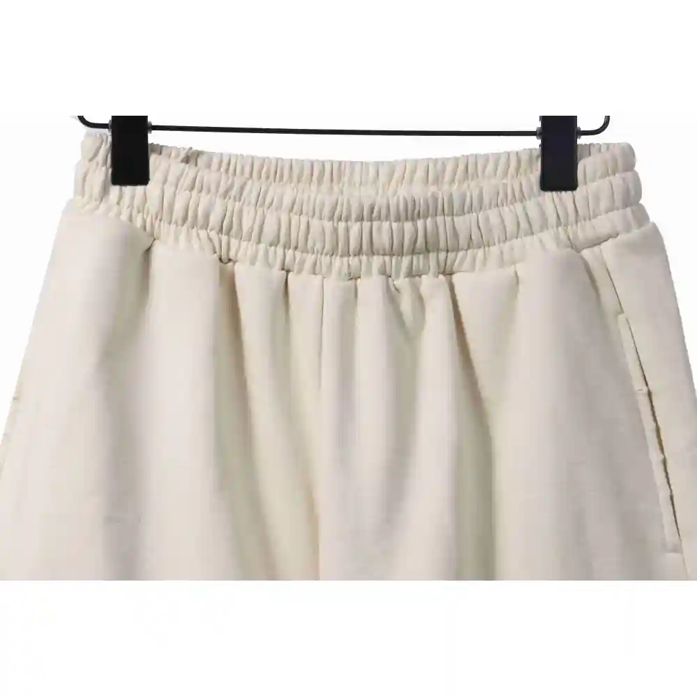 Balenciaga Distressed Washed Hole Lock Embroidered Shorts Beige
