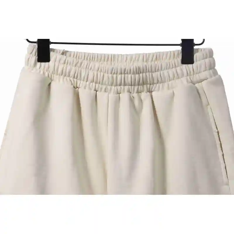 Balenciaga Distressed Washed Hole Lock Embroidered Shorts Beige