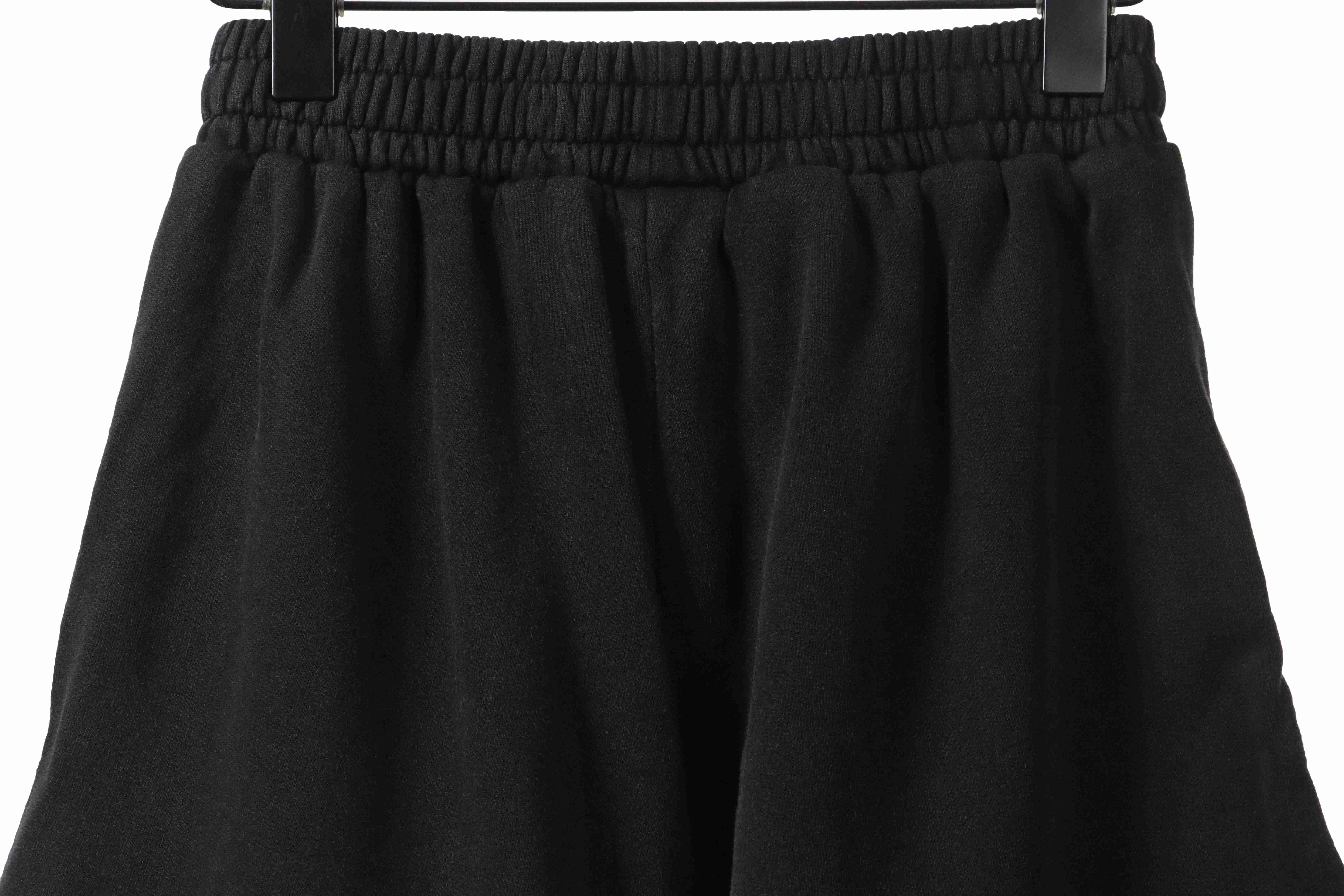 Balenciaga Distressed Washed Hole Lock Embroidered Shorts Black