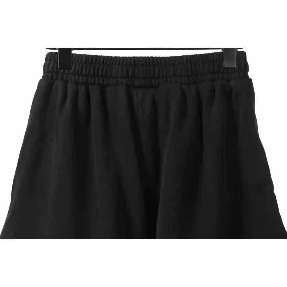 Balenciaga Distressed Washed Hole Lock Embroidered Shorts Black