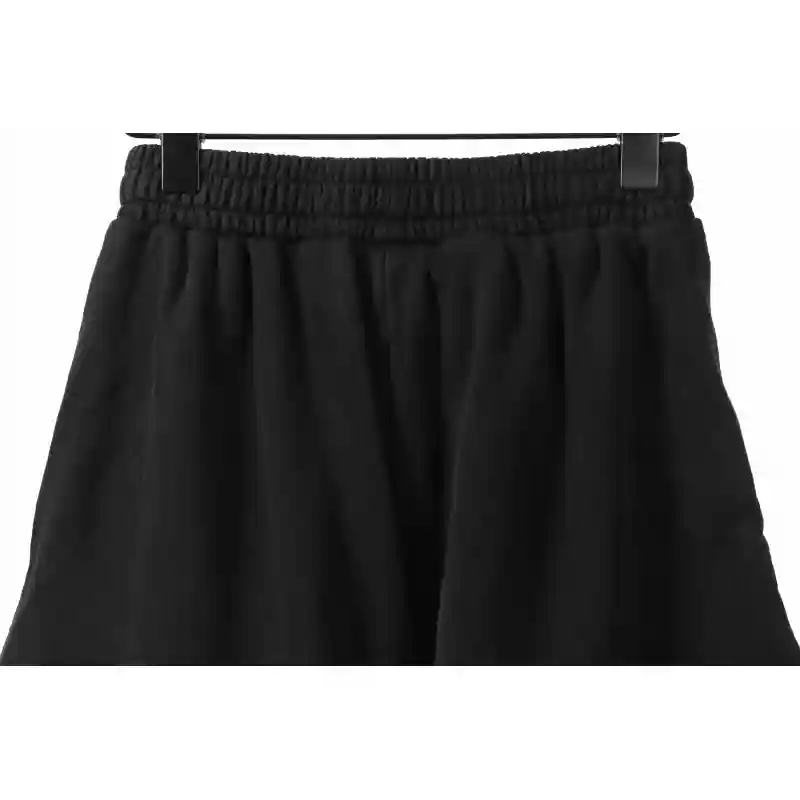 Balenciaga Distressed Washed Hole Lock Embroidered Shorts Black