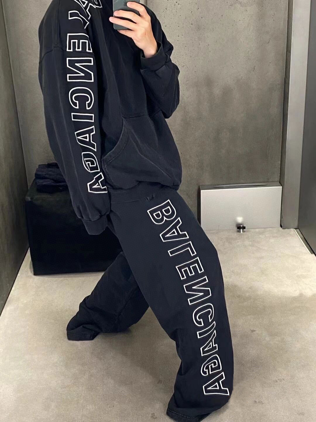 Balenciaga Distressed Washed Single-Breasted Lettering Trousers