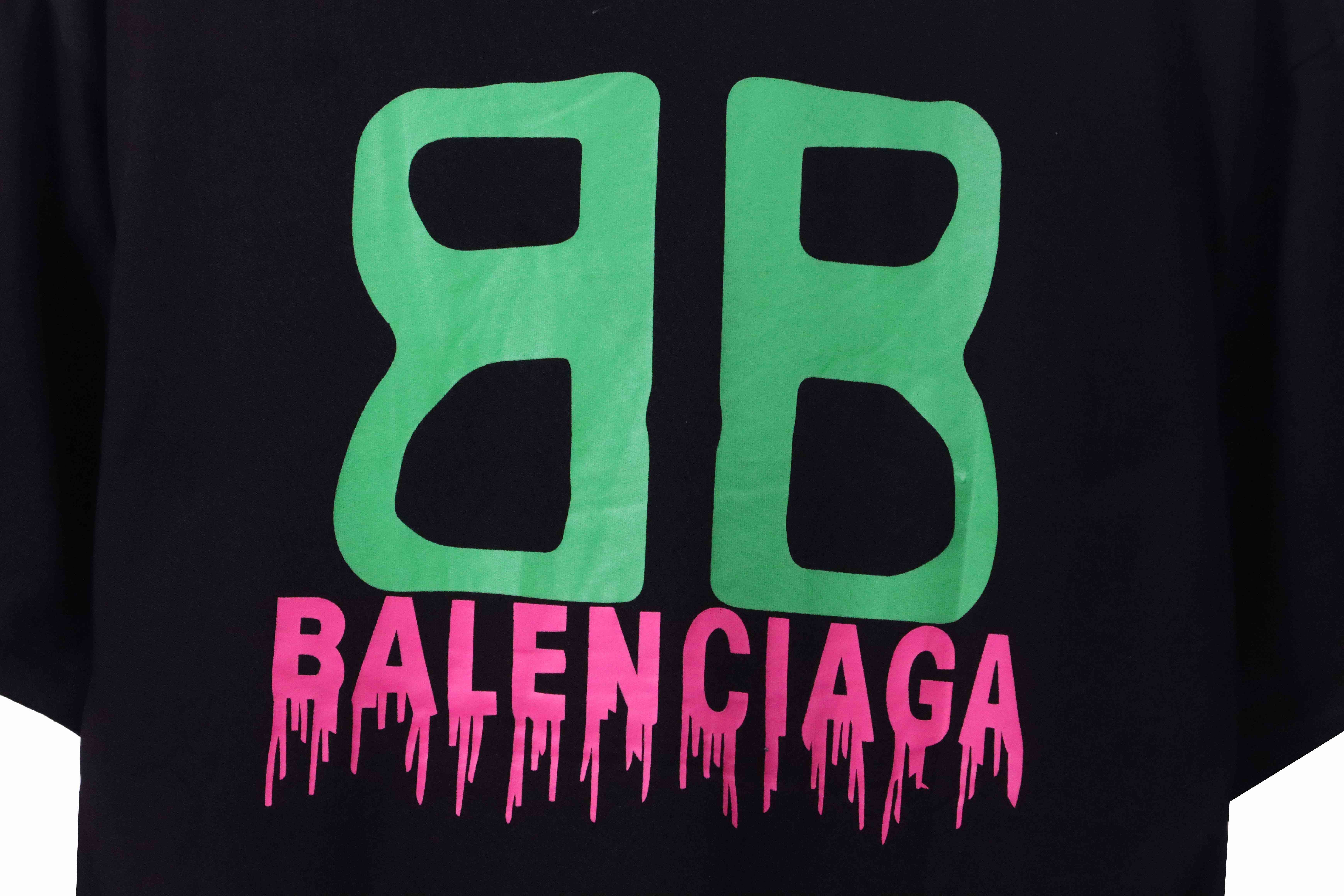 Balenciaga Double B Print On Chest Short Sleeves Black