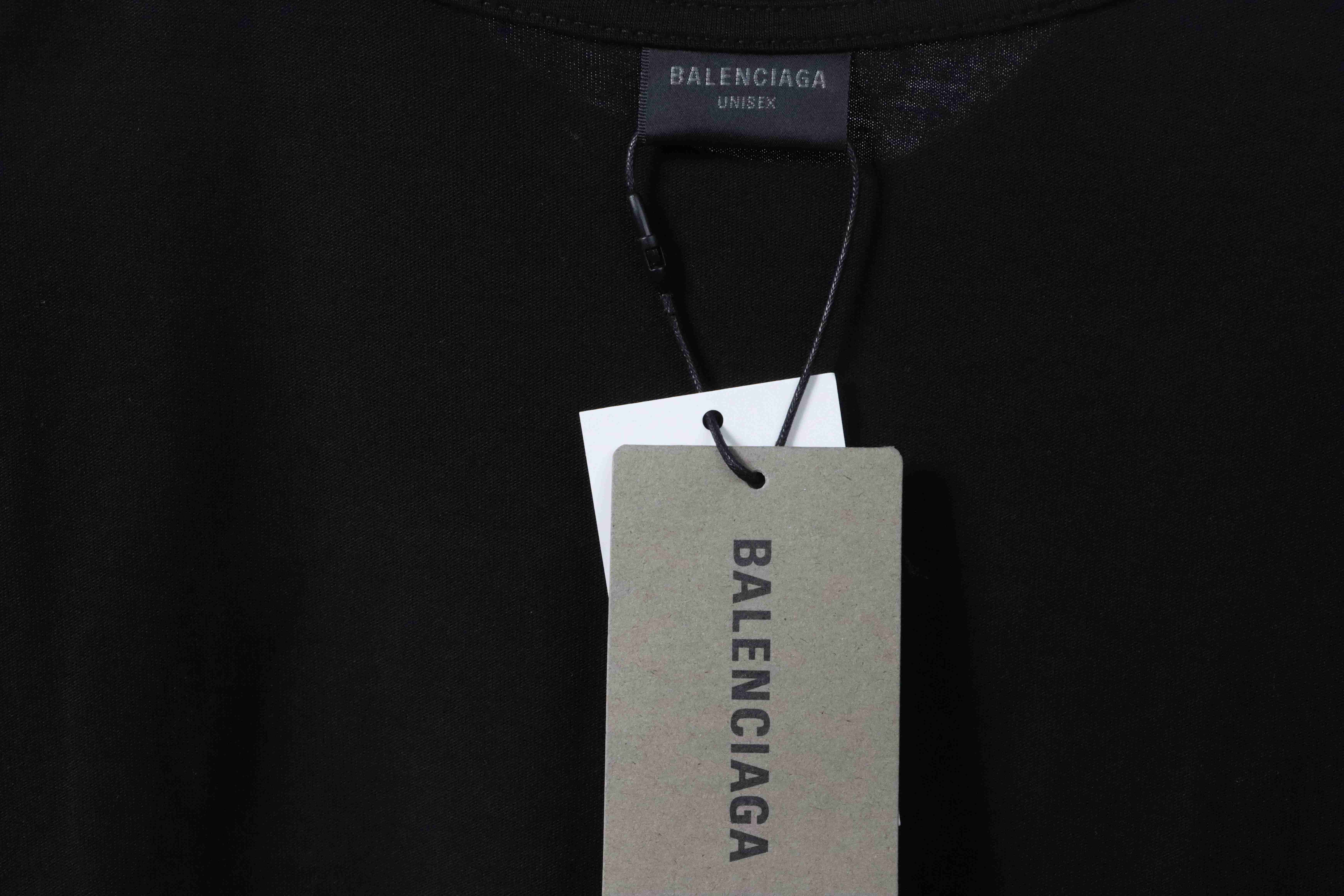 Balenciaga Double B Print On Chest Short Sleeves Black