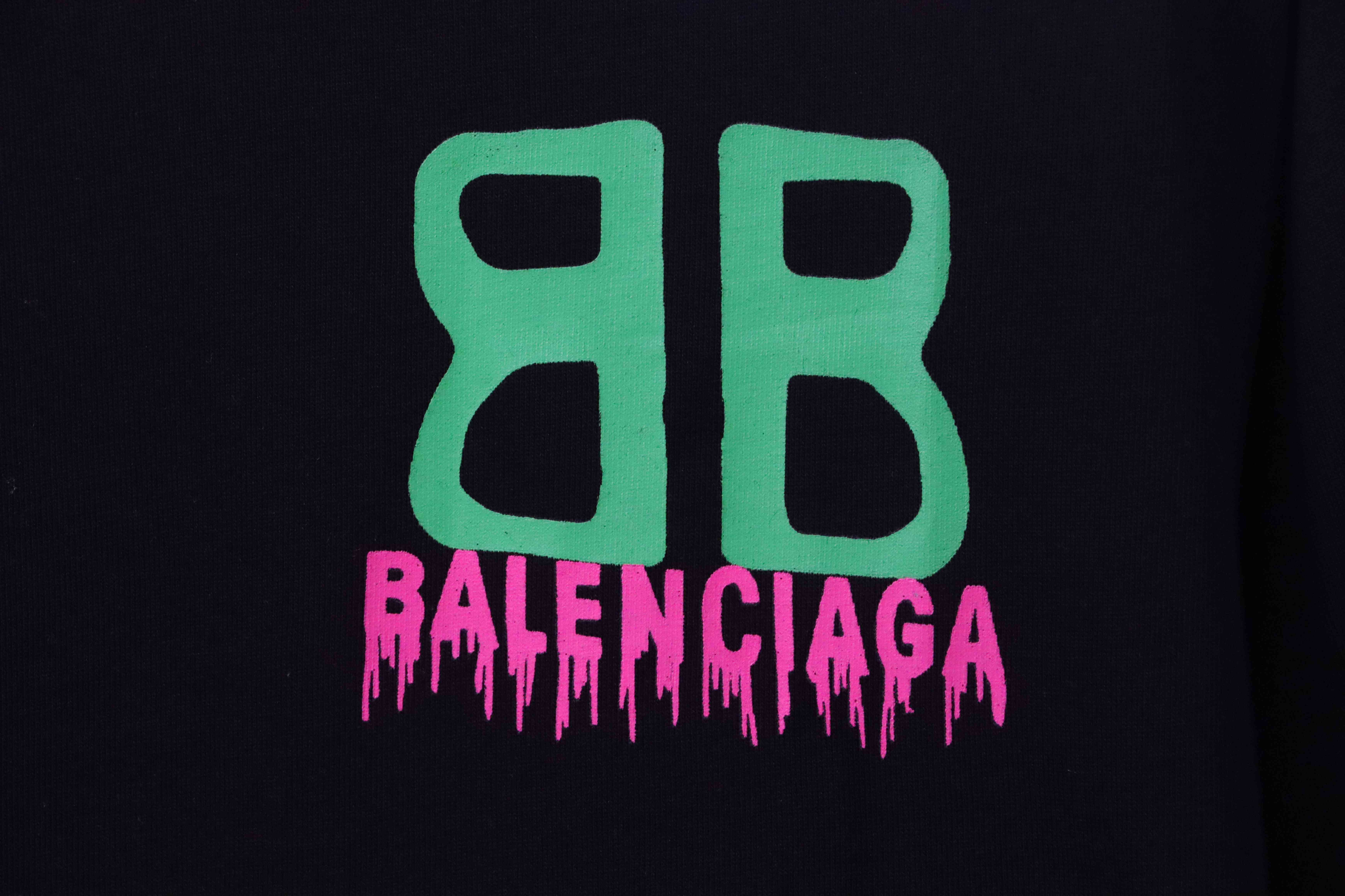 Balenciaga Double B Print On Chest Short Sleeves Black