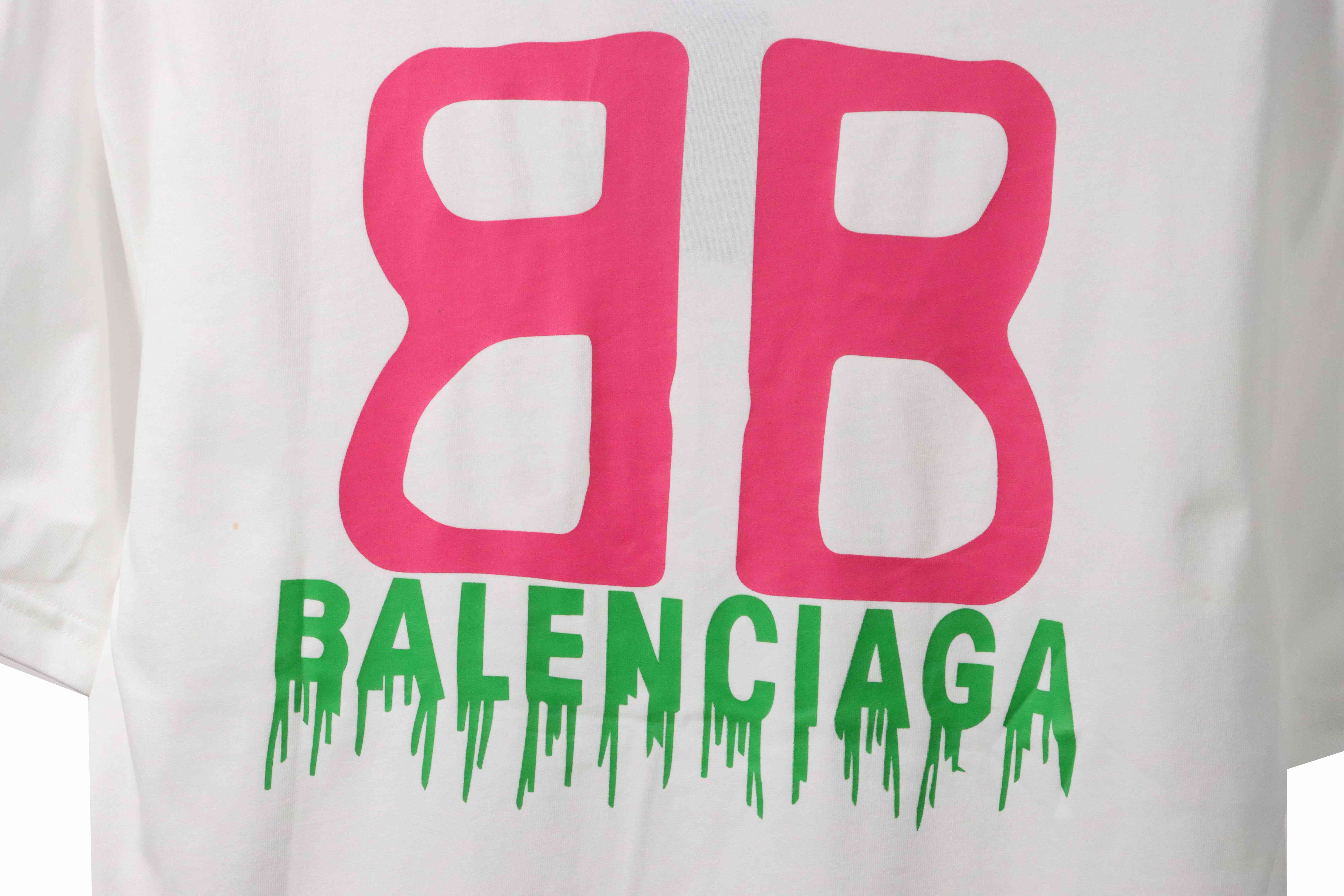 Balenciaga Double B Print On Chest Short Sleeves White