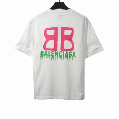 Balenciaga Double B Print On Chest Short Sleeves White 02