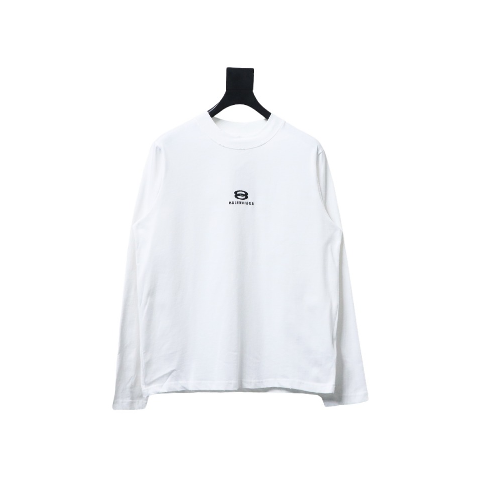 Balenciaga Embroidered Double Ring Long-Sleeved T-shirt White