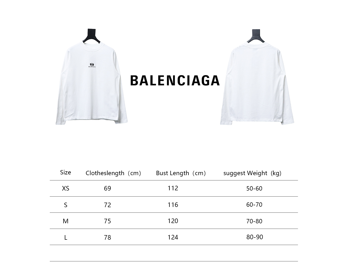 Balenciaga Embroidered Double Ring Long-Sleeved T-shirt White