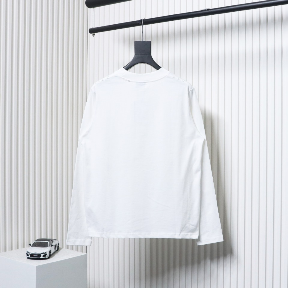 Balenciaga Embroidered Double Ring Long-Sleeved T-shirt White