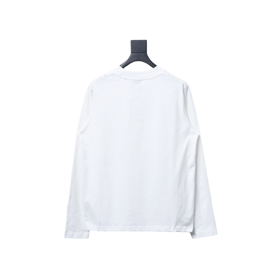 Balenciaga Embroidered Double Ring Long-Sleeved T-shirt White