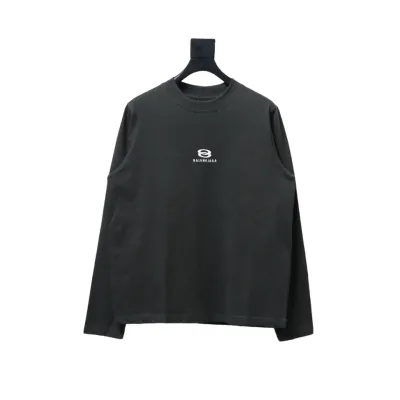 Balenciaga Embroidered Double Ring Long-Sleeved T-shirt Black 01